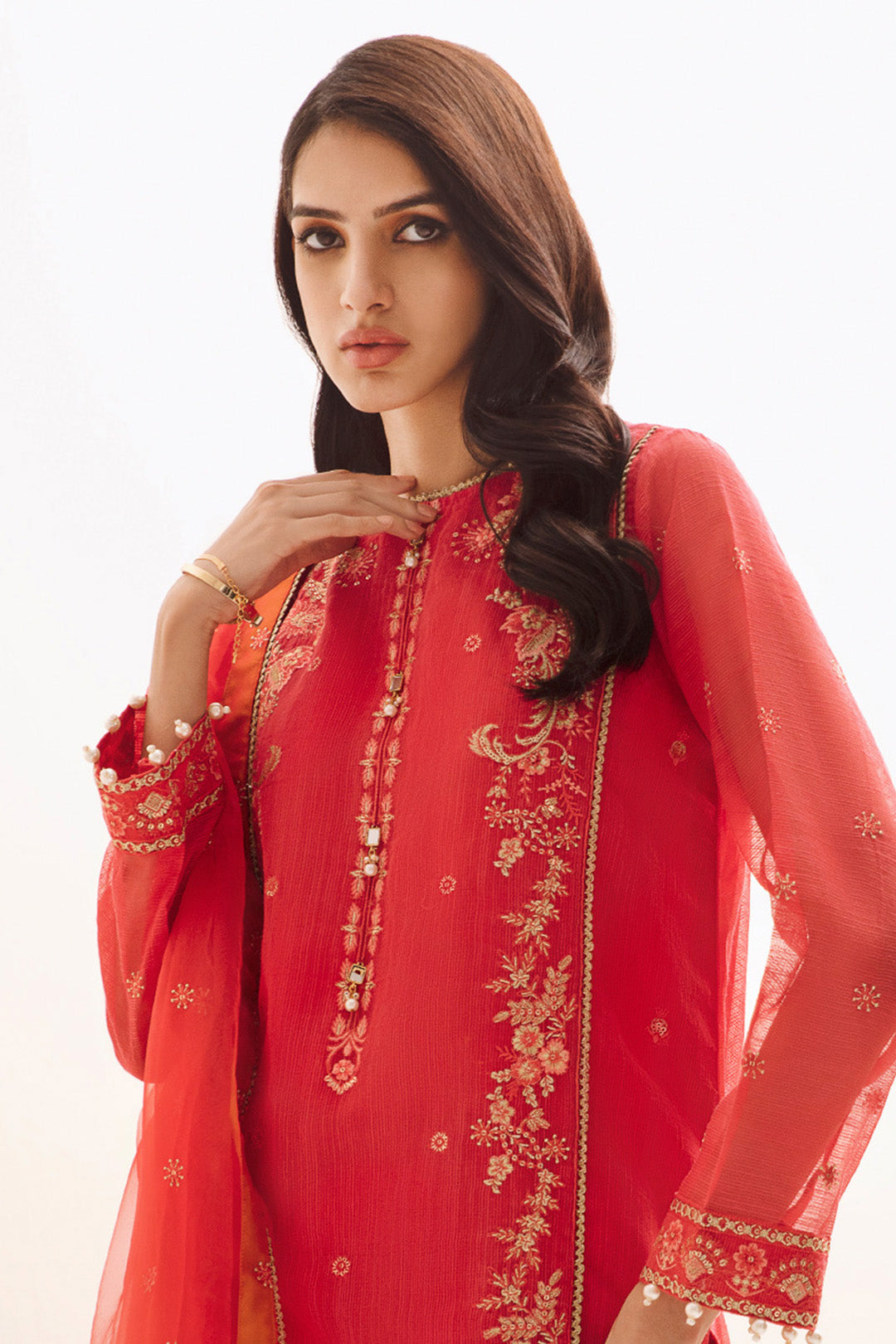 Zellbury | Unstitched 3 Piece Organza | Embroidered Shirt Shalwar Dupatta - 0303 - by - Libasekhas UK - Registered Vendor of : Zellbury Women - 100% Original Designer Dresss