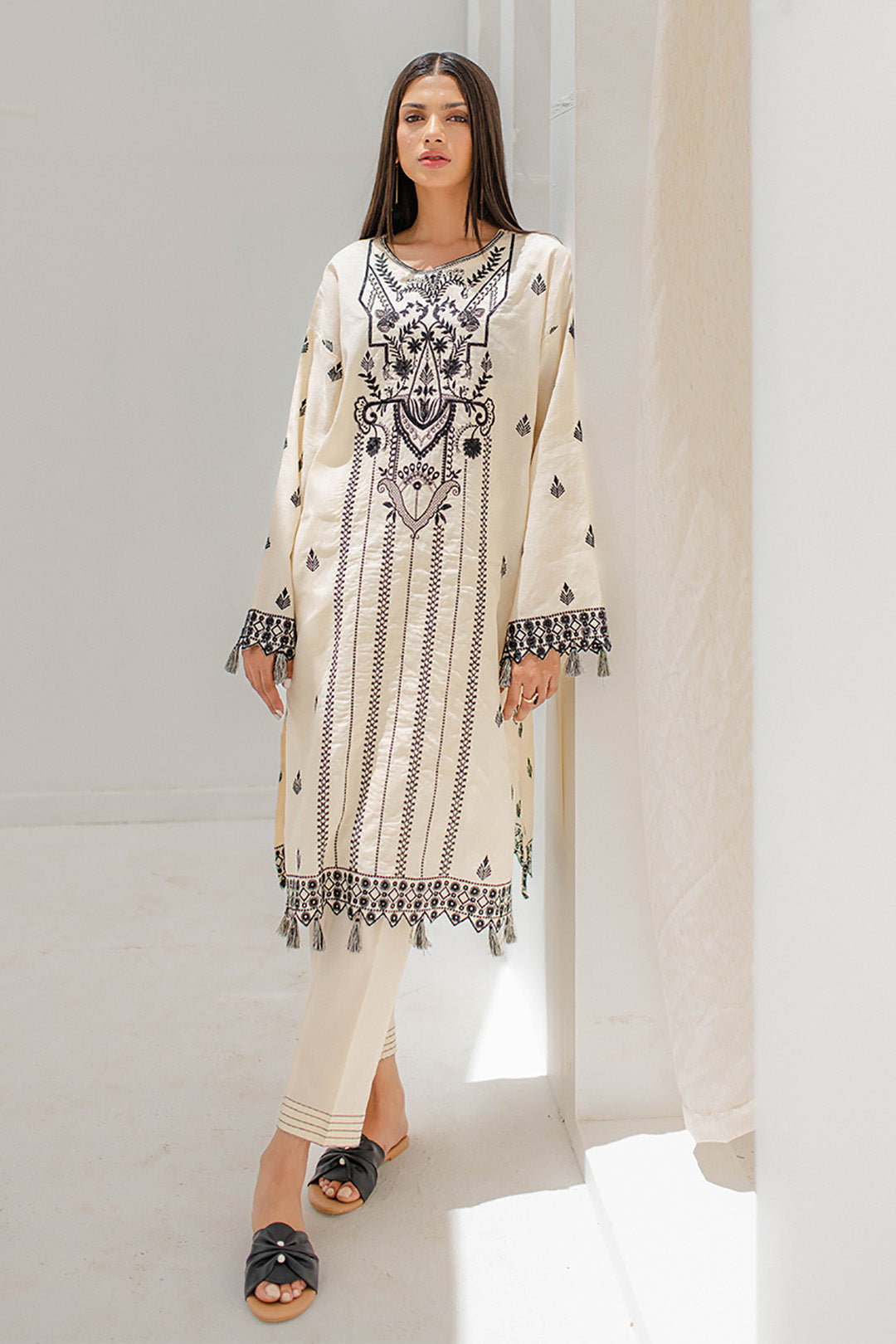 Zellbury | Unstitched 2 Piece Jacquard | Embroidered Shirt Shalwar - 0657 - by - Libasekhas UK - Registered Vendor of : Zellbury Women - 100% Original Designer Dresss