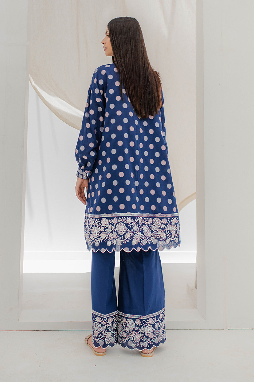 Zellbury | Unstitched 2 Piece Blue | Embroidered Shirt Shalwar - 0672 - by - Libasekhas UK - Registered Vendor of : Zellbury Women - 100% Original Designer Dresss
