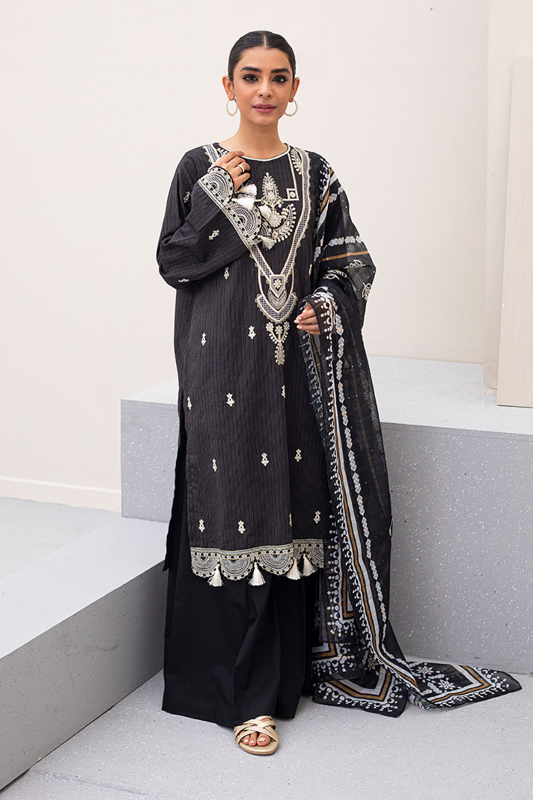 Zellbury | Unstitched 3 Piece Lawn | Embroidered Shirt Shalwar Dupatta - 0190 - by - Libasekhas UK - Registered Vendor of : Zellbury Women - 100% Original Designer Dresss