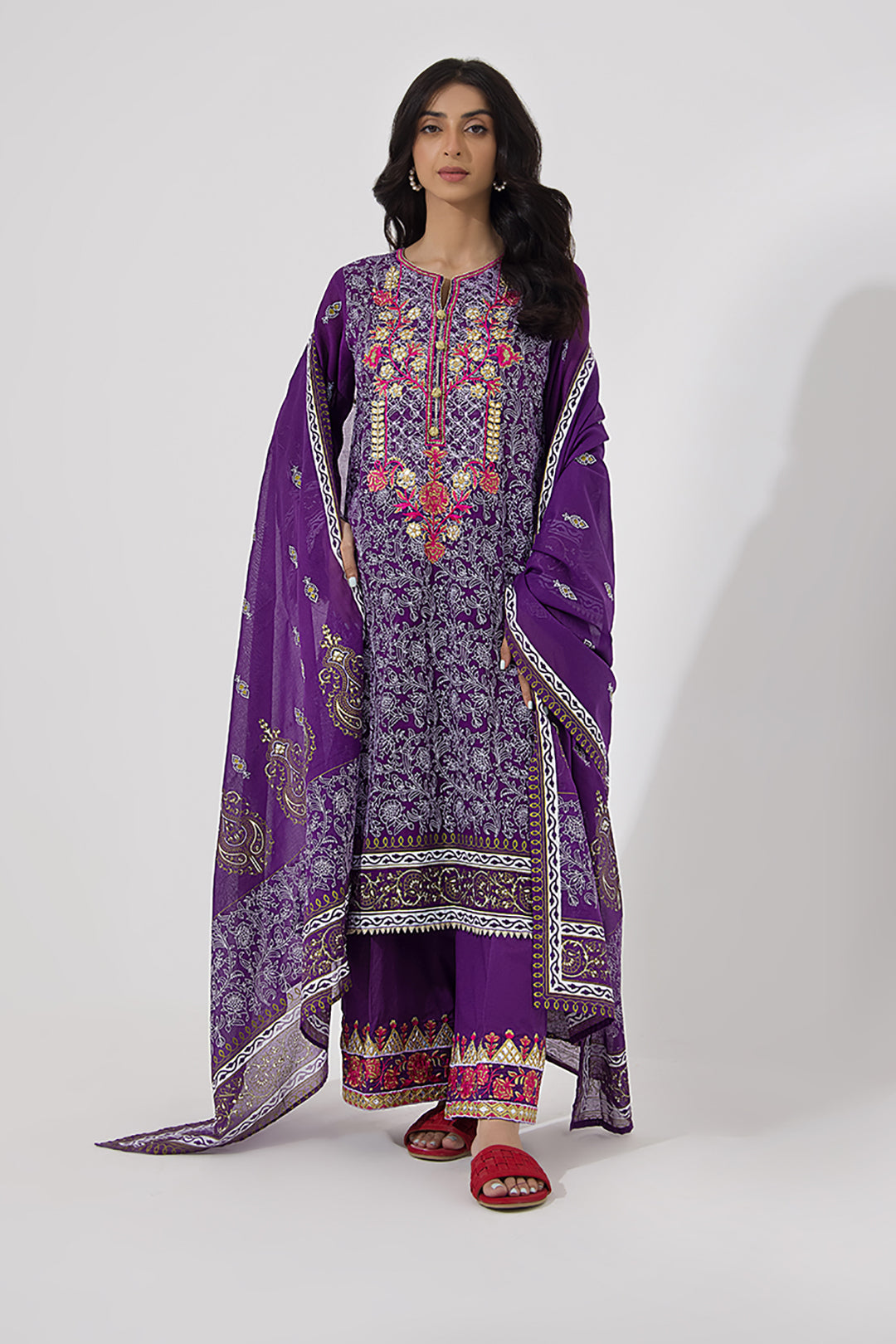Zellbury | Unstitched 3 Piece Lawn | Embroidered Shirt Shalwar Dupatta - 0196 - by - Libasekhas UK - Registered Vendor of : Zellbury Women - 100% Original Designer Dresss
