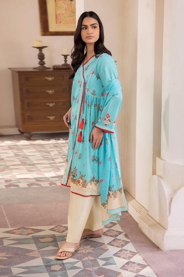 Zellbury | Unstitched 2 Piece Blue | Embroidered Shirt Dupatta - 1023 - by - Libasekhas UK - Registered Vendor of : Zellbury Women - 100% Original Designer Dresss