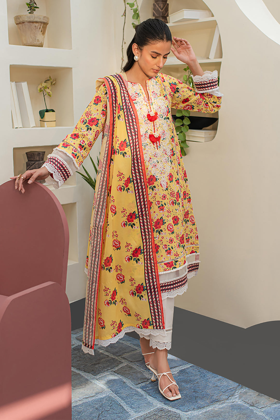 Zellbury | Unstitched 2 Piece Lawn | Embroidered Shirt Dupatta - 1168 - by - Libasekhas UK - Registered Vendor of : Zellbury Women - 100% Original Designer Dresss