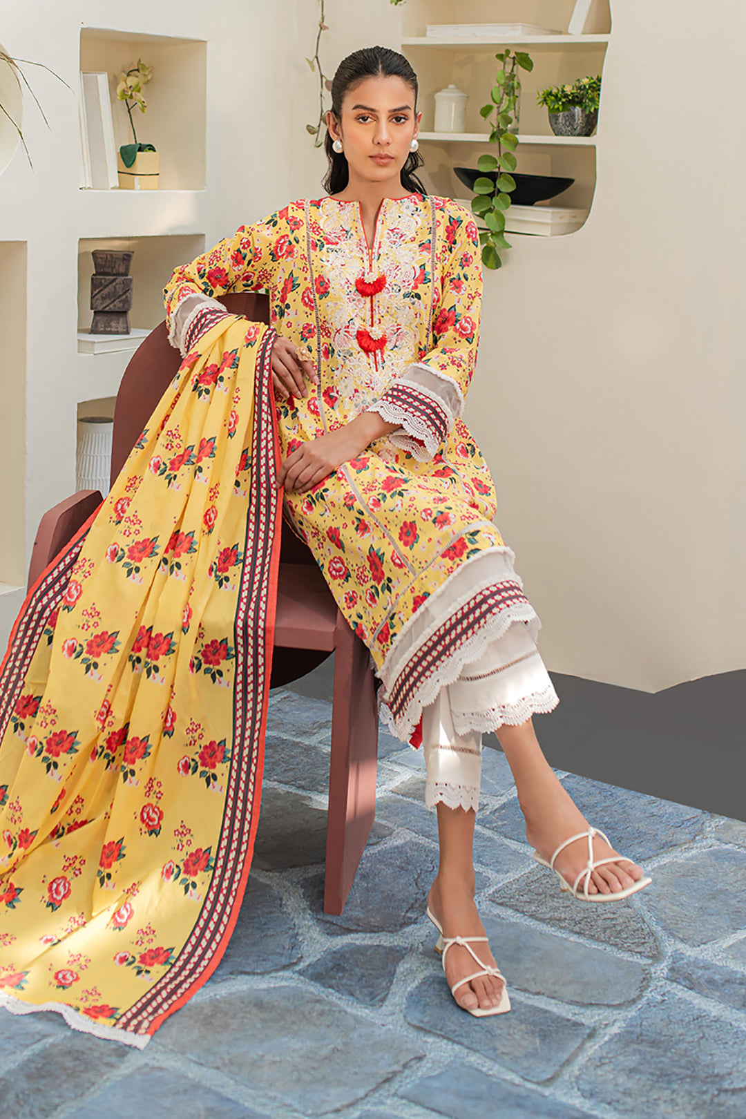Zellbury | Unstitched 2 Piece Lawn | Embroidered Shirt Dupatta - 1168 - by - Libasekhas UK - Registered Vendor of : Zellbury Women - 100% Original Designer Dresss