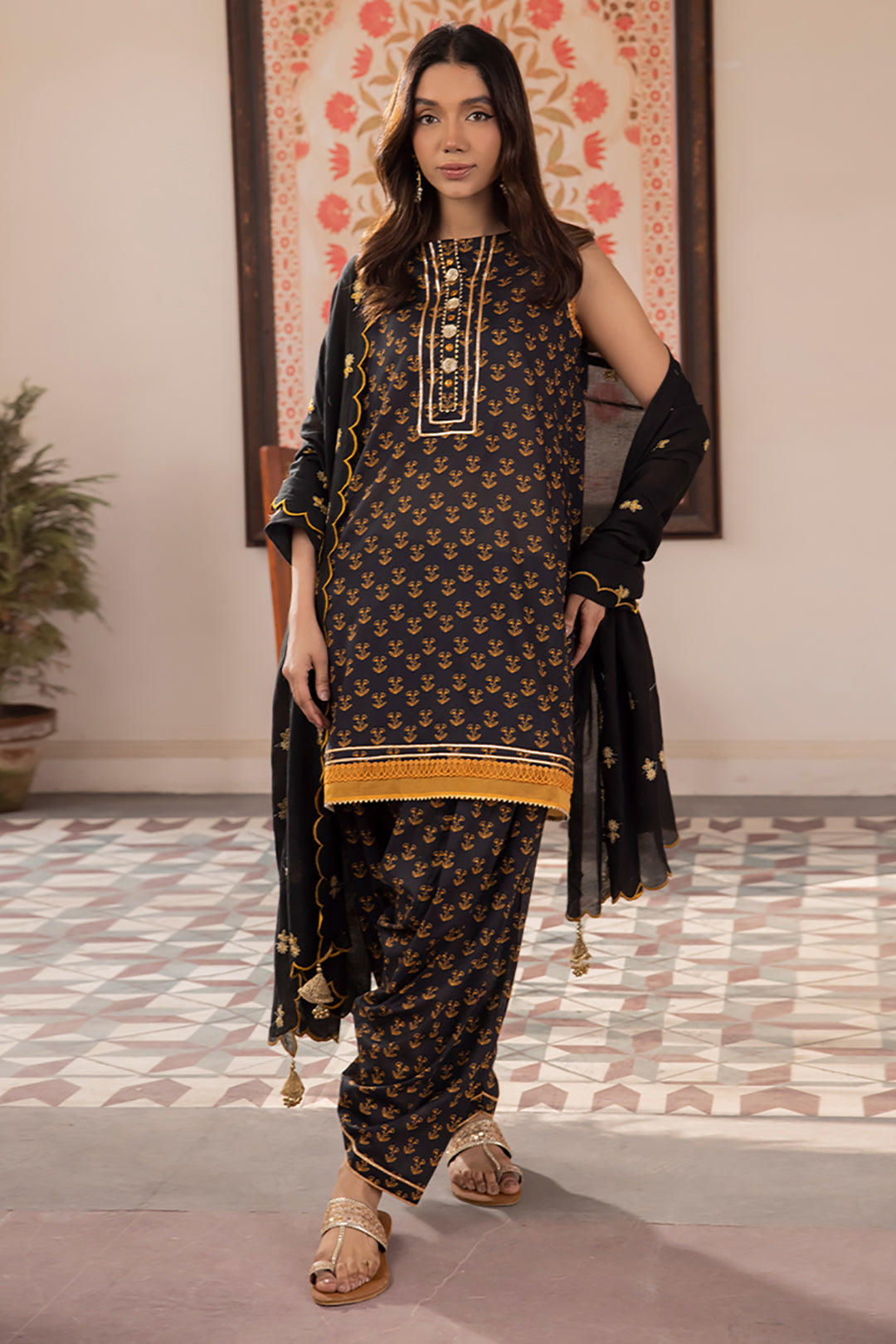 Zellbury | Unstitched 3 Piece Lawn | Embroidered Shirt Shalwar Dupatta - 1107 - by - Libasekhas UK - Registered Vendor of : Zellbury Women - 100% Original Designer Dresss