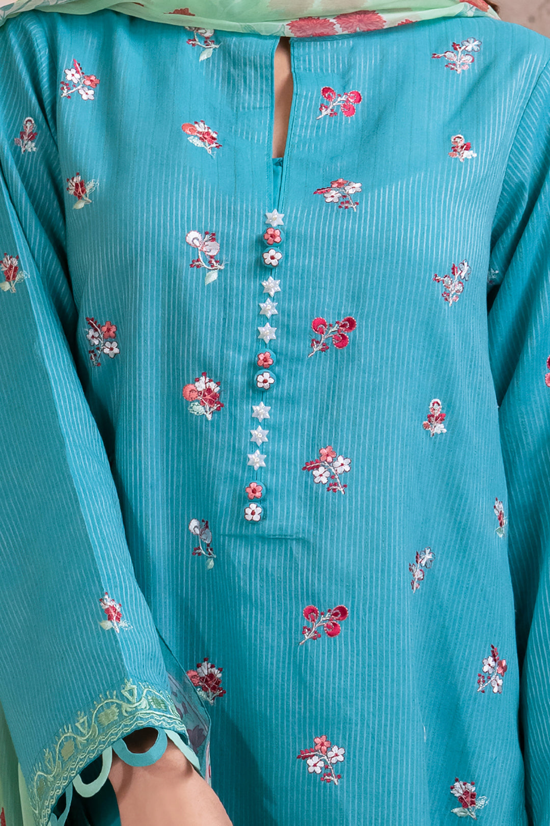 Zellbury | Unstitched 3 Piece Blue | Embroidered Shirt Shalwar Dupatta - 1115 - by - Libasekhas UK - Registered Vendor of : Zellbury Women - 100% Original Designer Dresss