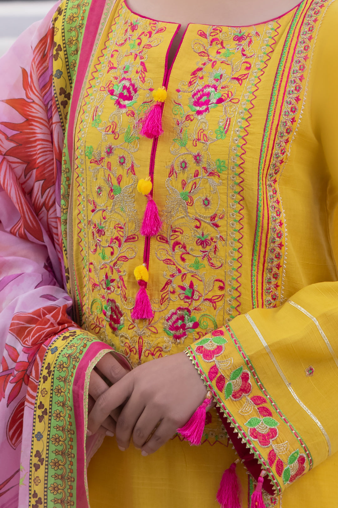 Zellbury | Unstitched 3 Piece Yellow | Embroidered Shirt Shalwar Dupatta - 1126 - by - Libasekhas UK - Registered Vendor of : Zellbury Women - 100% Original Designer Dresss