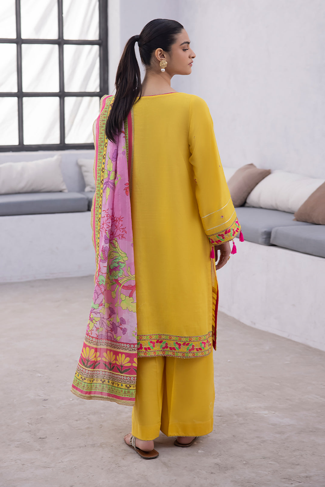Zellbury | Unstitched 3 Piece Yellow | Embroidered Shirt Shalwar Dupatta - 1126 - by - Libasekhas UK - Registered Vendor of : Zellbury Women - 100% Original Designer Dresss