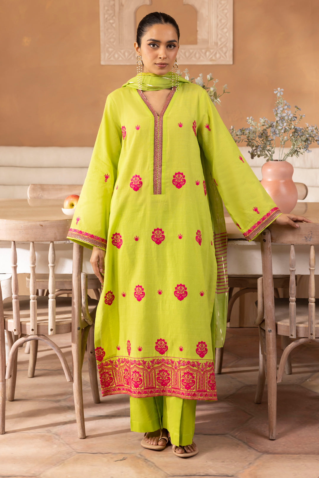Zellbury | Unstitched 3 Piece Green | Embroidered Shirt Shalwar Dupatta - 1131 - by - Libasekhas UK - Registered Vendor of : Zellbury Women - 100% Original Designer Dresss