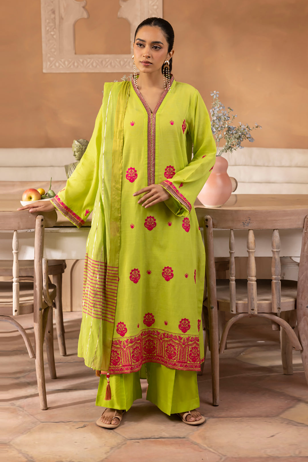 Zellbury | Unstitched 3 Piece Green | Embroidered Shirt Shalwar Dupatta - 1131 - by - Libasekhas UK - Registered Vendor of : Zellbury Women - 100% Original Designer Dresss