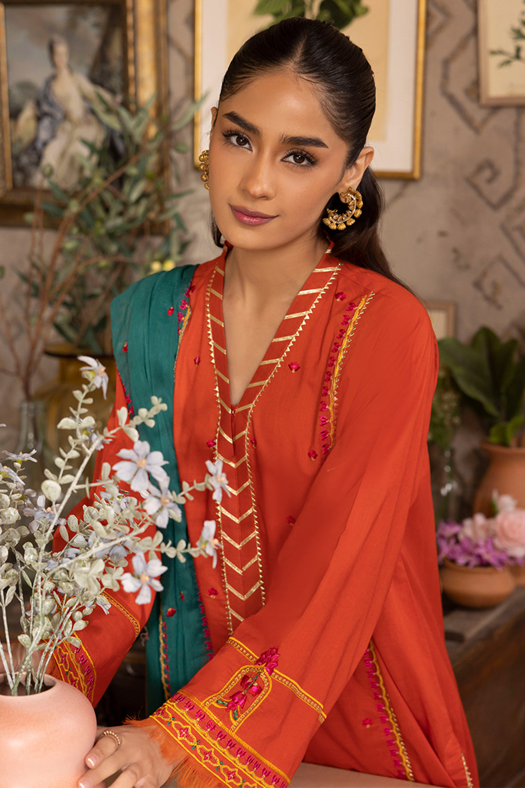 Zellbury | Unstitched 3 Piece Red | Embroidered Shirt Shalwar Dupatta - 1136 - by - Libasekhas UK - Registered Vendor of : Zellbury Women - 100% Original Designer Dresss