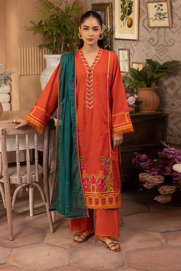 Zellbury | Unstitched 3 Piece Red | Embroidered Shirt Shalwar Dupatta - 1136 - by - Libasekhas UK - Registered Vendor of : Zellbury Women - 100% Original Designer Dresss