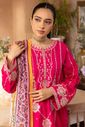 Zellbury | Unstitched 3 Piece Magenta | Embroidered Shirt Shalwar Dupatta - 1145 - by - Libasekhas UK - Registered Vendor of : Zellbury Women - 100% Original Designer Dresss