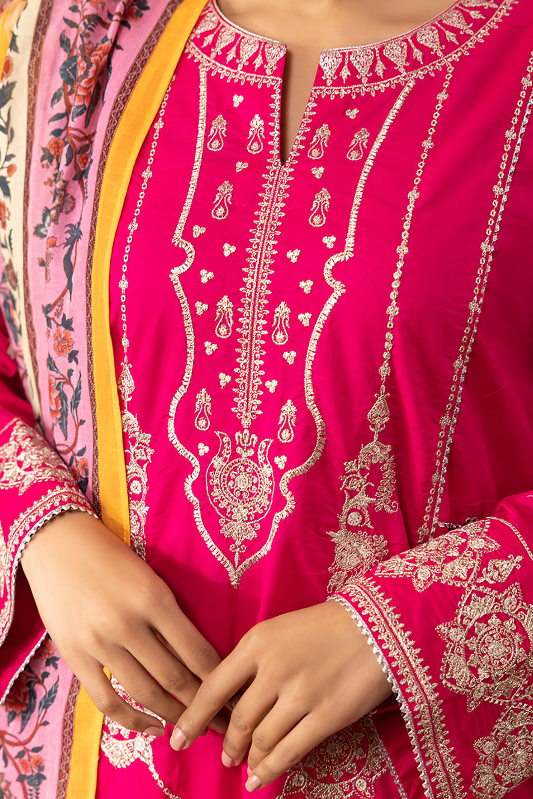 Zellbury | Unstitched 3 Piece Magenta | Embroidered Shirt Shalwar Dupatta - 1145 - by - Libasekhas UK - Registered Vendor of : Zellbury Women - 100% Original Designer Dresss