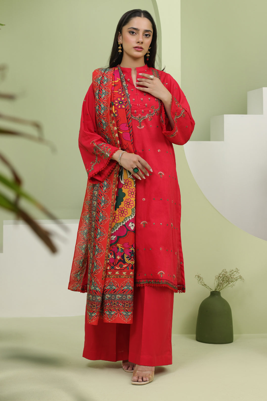 Zellbury | Unstitched 3 Piece Slub | Embroidered Shirt Shalwar Dupatta - 1272 - by - Libasekhas UK - Registered Vendor of : Zellbury Women - 100% Original Designer Dresss