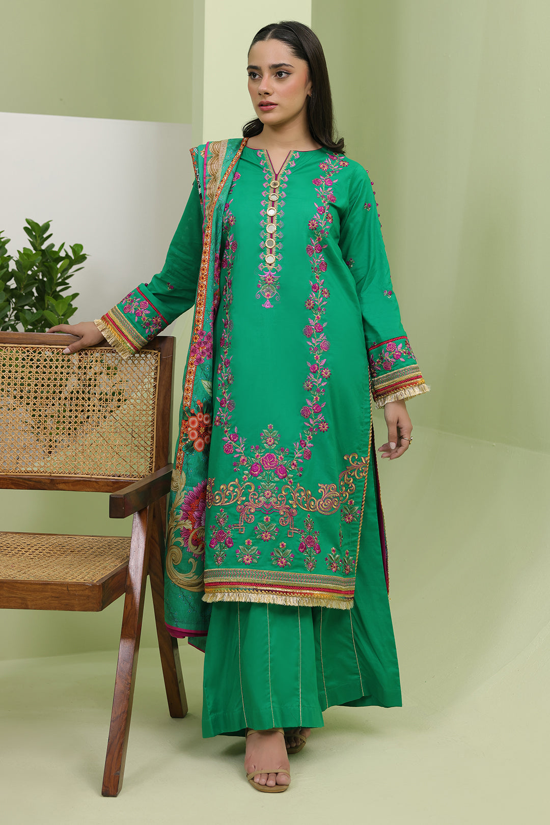 Zellbury | Unstitched 3 Piece Slub | Embroidered Shirt Shalwar Dupatta - 1283 - by - Libasekhas UK - Registered Vendor of : Zellbury Women - 100% Original Designer Dresss