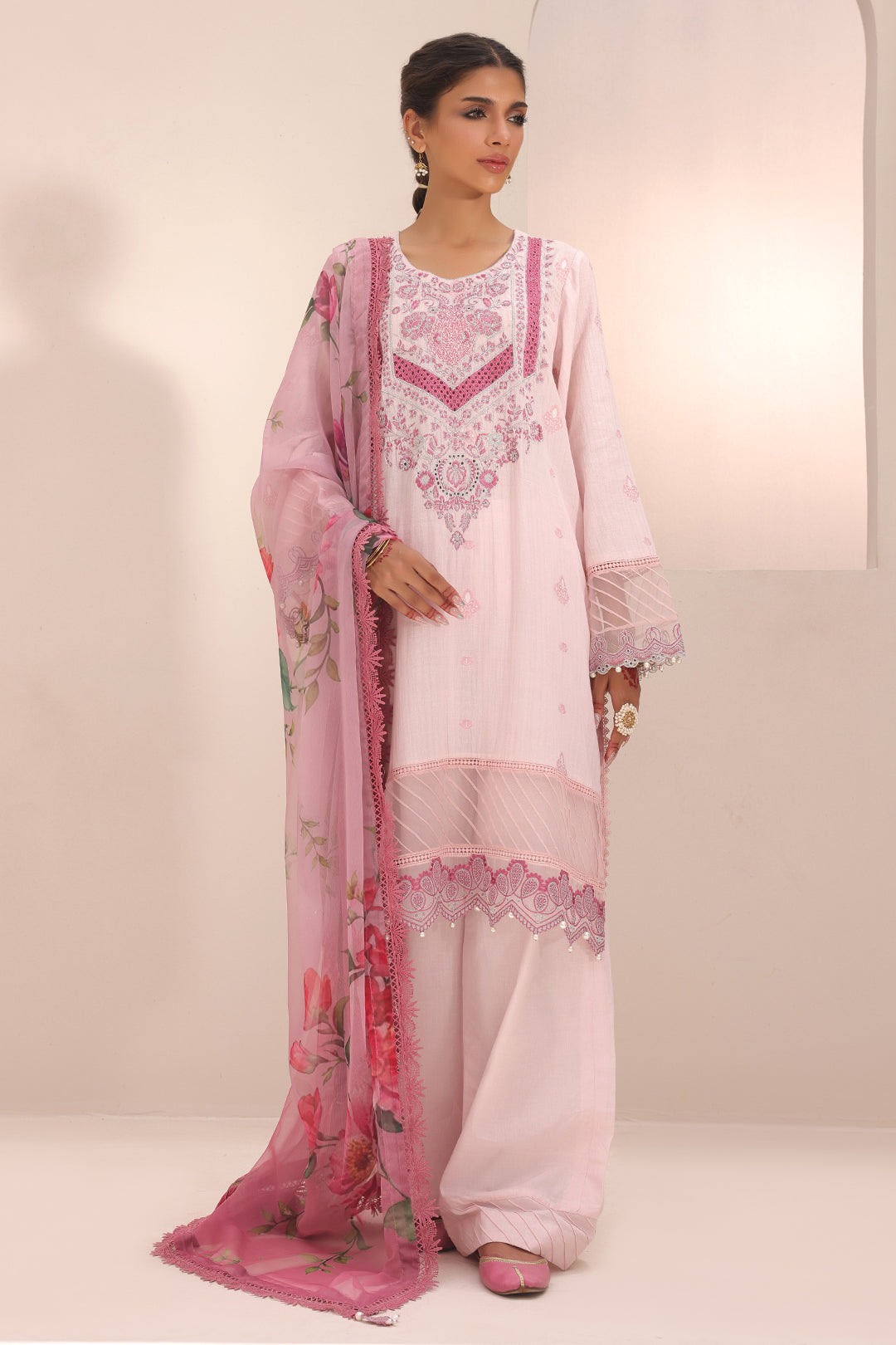 Zellbury | Unstitched 3 Piece Cambric | Embroidered Shirt Shalwar Dupatta - 1543 - by - Libasekhas UK - Registered Vendor of : Zellbury Women - 100% Original Designer Dresss