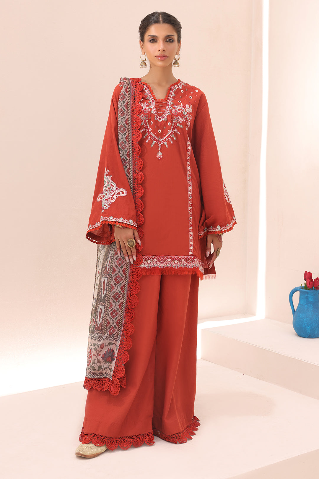 Zellbury | Unstitched 3 Piece Cambric | Embroidered Shirt Shalwar Dupatta - 1544 - by - Libasekhas UK - Registered Vendor of : Zellbury Women - 100% Original Designer Dresss