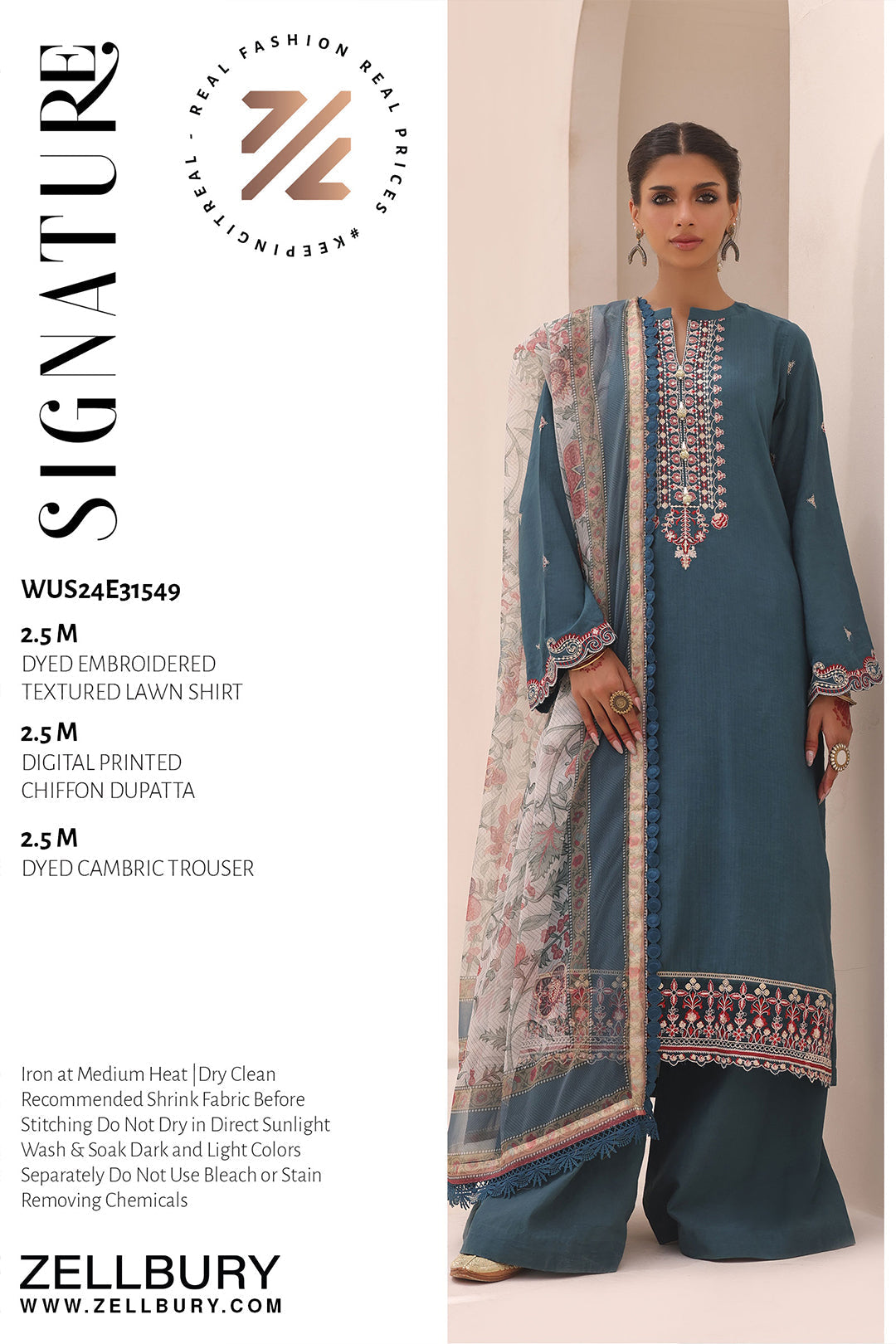 Zellbury | Unstitched 3 Piece Lawn | Embroidered Shirt Shalwar Dupatta - 1549 - by - Libasekhas UK - Registered Vendor of : Zellbury Women - 100% Original Designer Dresss
