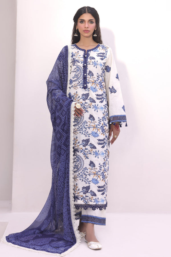 Zellbury | Unstitched 3 Piece Cambric | Embroidered Shirt Shalwar Dupatta - 1554 - by - Libasekhas UK - Registered Vendor of : Zellbury Women - 100% Original Designer Dresss
