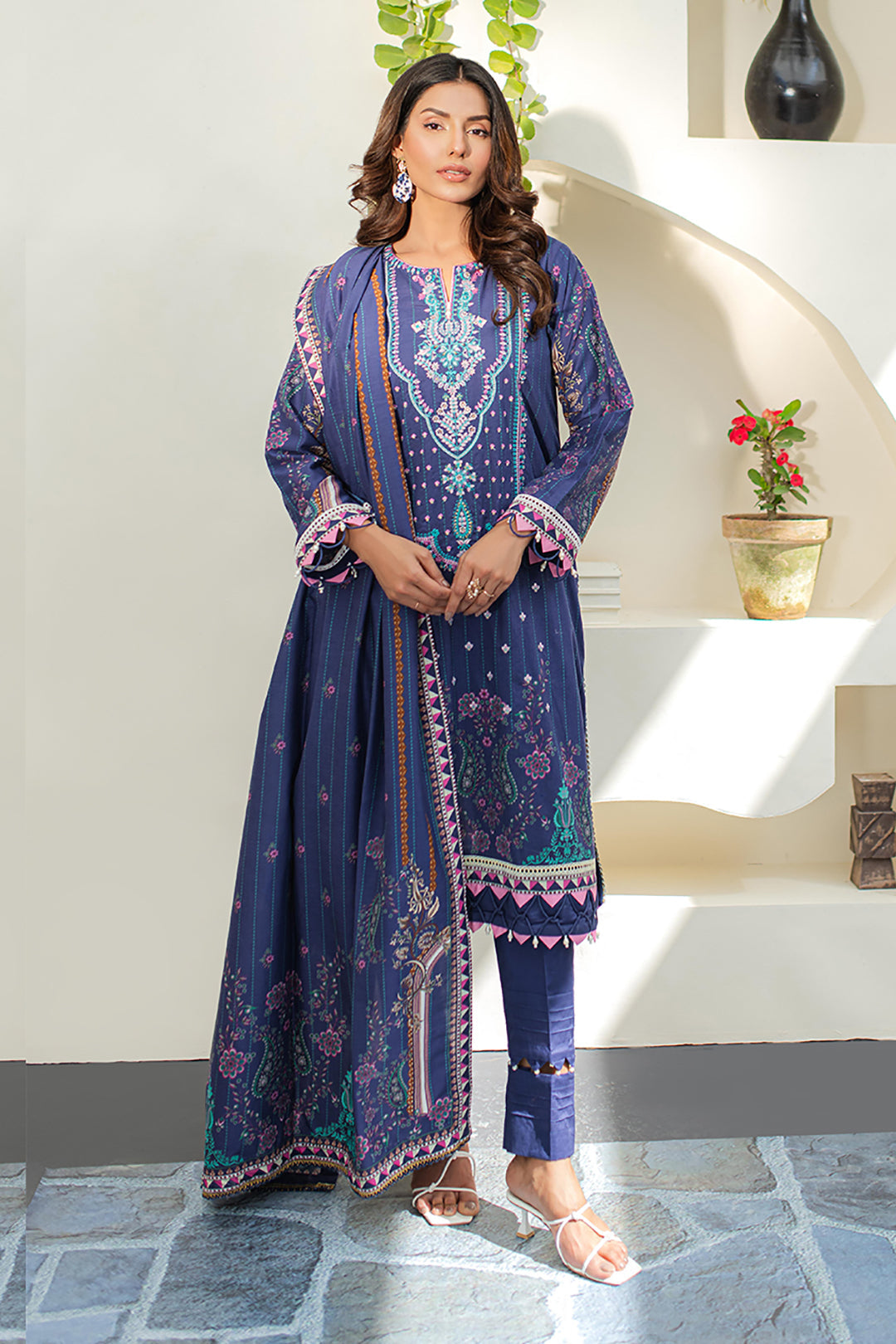 Zellbury | Unstitched 3 Piece Lawn | Embroidered Shirt Shalwar Dupatta - 1680 - by - Libasekhas UK - Registered Vendor of : Zellbury Women - 100% Original Designer Dresss