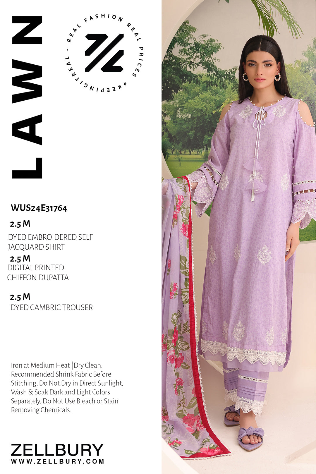 Zellbury | Unstitched 3 Piece Jacquard | Embroidered Shirt Shalwar Dupatta - 1764 - by - Libasekhas UK - Registered Vendor of : Zellbury Women - 100% Original Designer Dresss