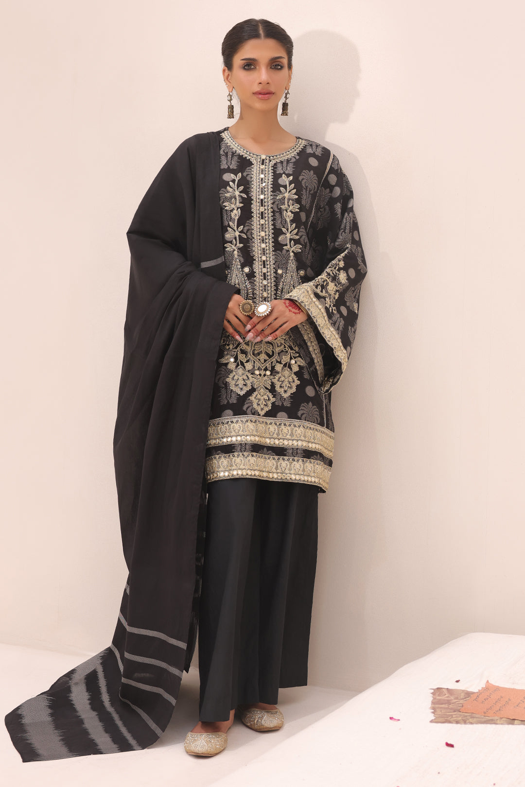 Zellbury | Unstitched 3 Piece Jacquard | Embroidered Shirt Shalwar Dupatta - 1806 - by - Libasekhas UK - Registered Vendor of : Zellbury Women - 100% Original Designer Dresss