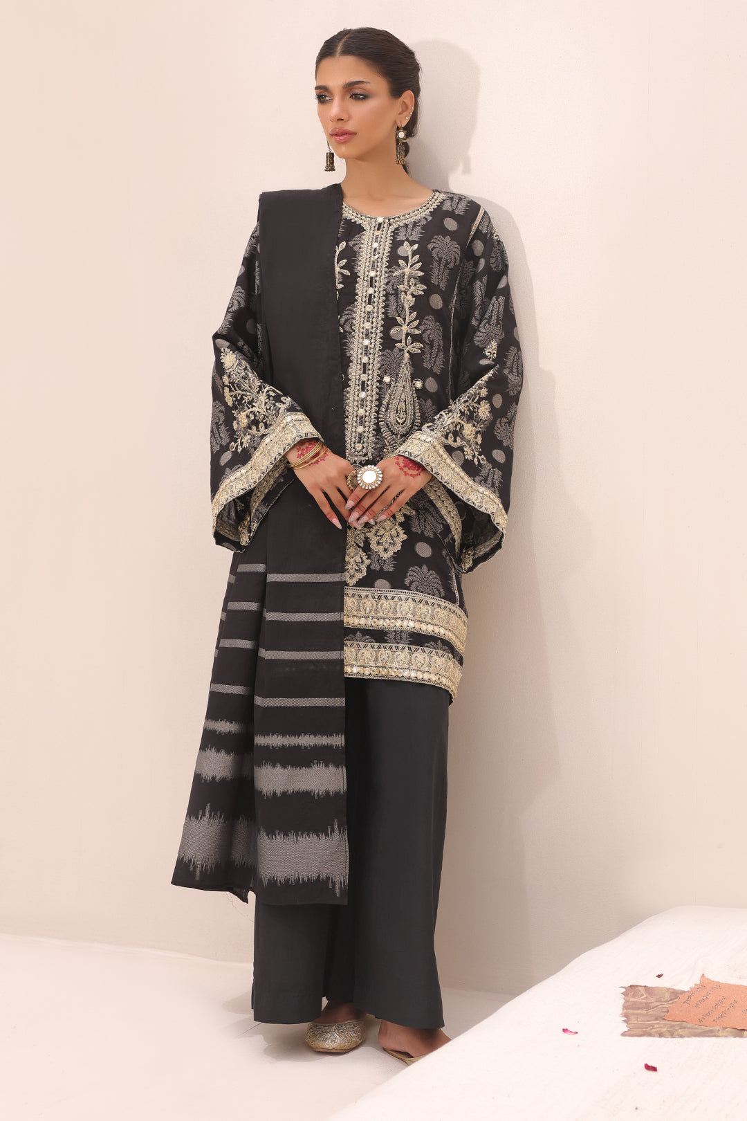Zellbury | Unstitched 3 Piece Jacquard | Embroidered Shirt Shalwar Dupatta - 1806 - by - Libasekhas UK - Registered Vendor of : Zellbury Women - 100% Original Designer Dresss