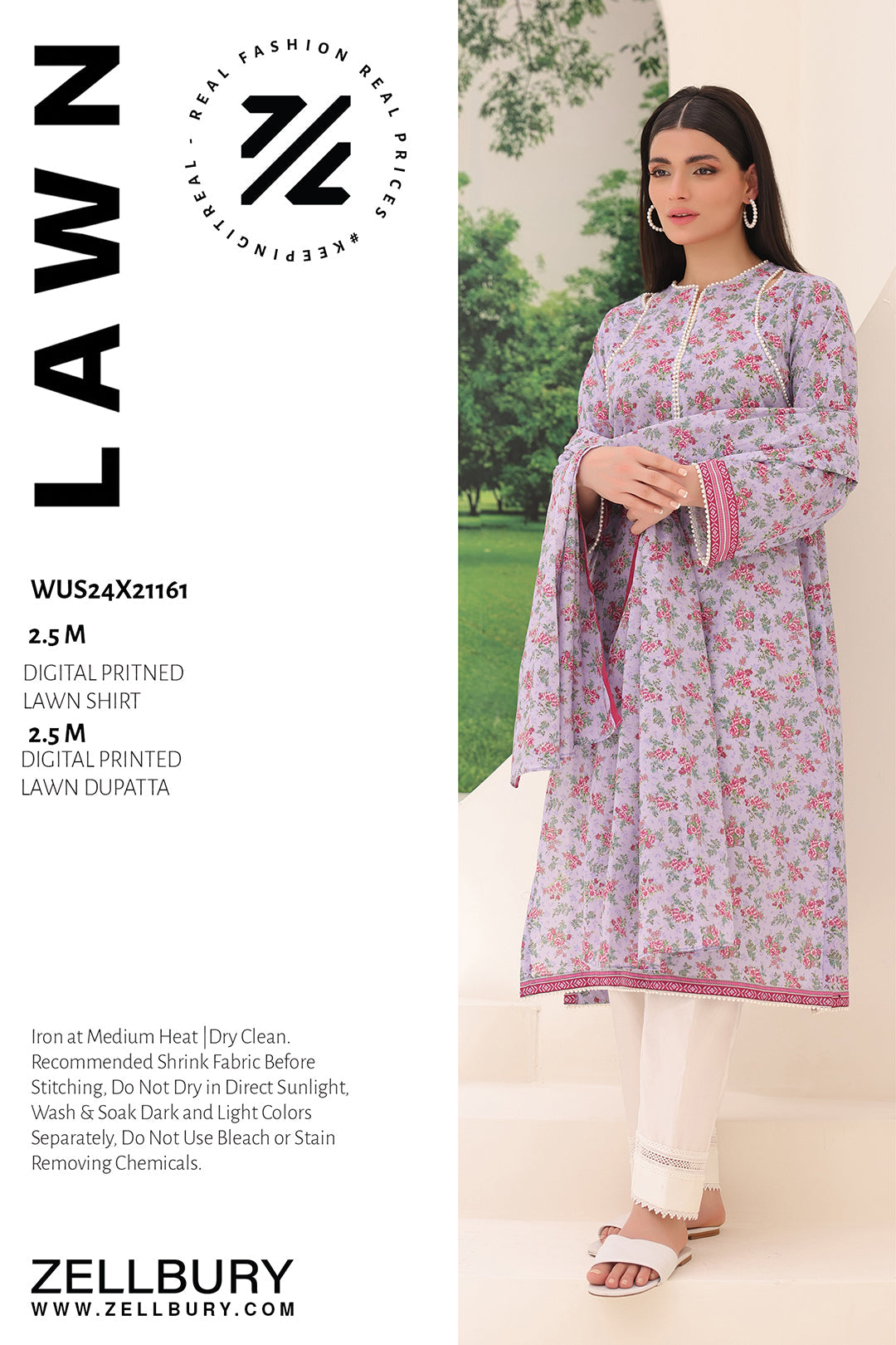 Zellbury | Unstitched 2 Piece Lawn | Shirt Dupatta - 1161 - by - Libasekhas UK - Registered Vendor of : Zellbury Women - 100% Original Designer Dresss