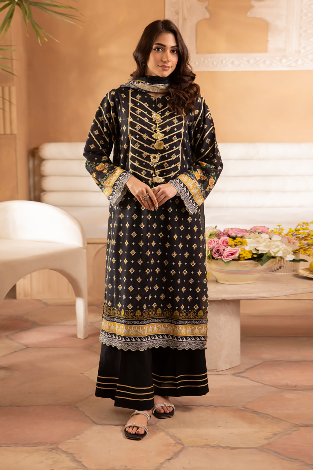 Zellbury | Unstitched 3 Piece Lawn | Shirt Shalwar Dupatta - 1081 - by - Libasekhas UK - Registered Vendor of : Zellbury Women - 100% Original Designer Dresss