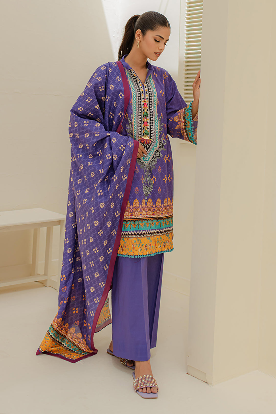 Zellbury | Unstitched 3 Piece Lawn | Shirt Shalwar Dupatta - 1215 - by - Libasekhas UK - Registered Vendor of : Zellbury Women - 100% Original Designer Dresss