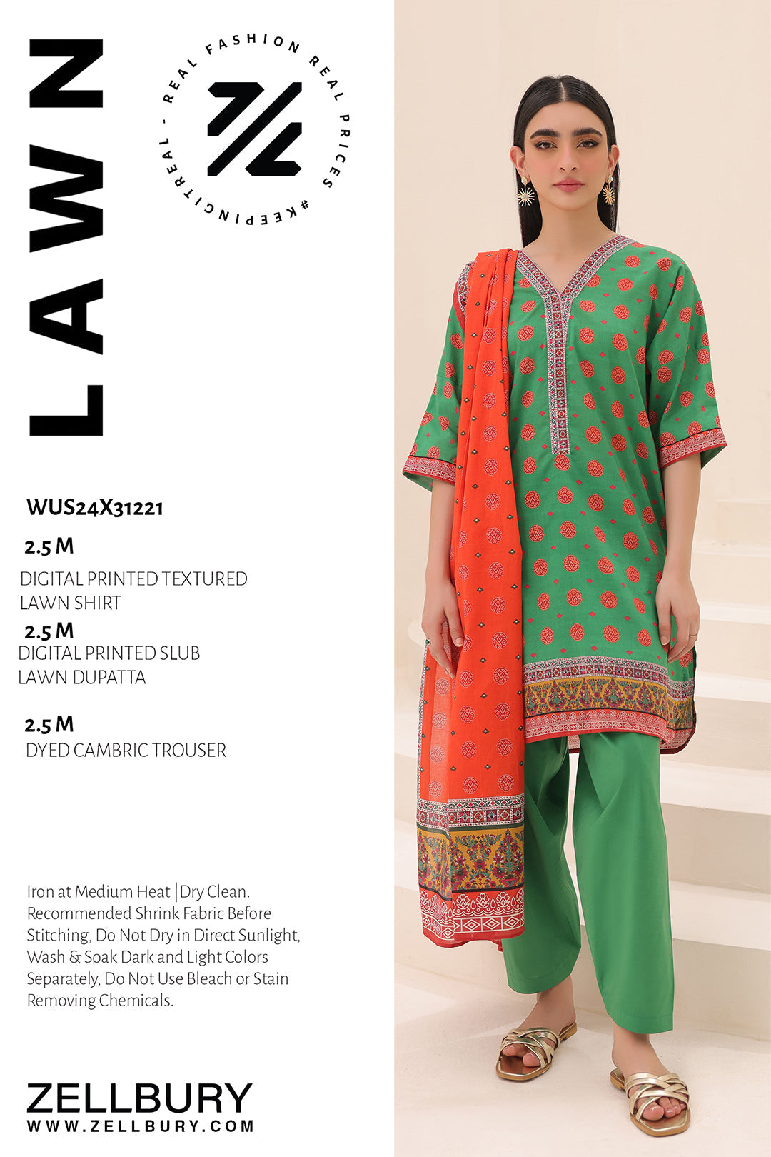 Zellbury | Unstitched 3 Piece Lawn | Shirt Shalwar Dupatta - 1221 - by - Libasekhas UK - Registered Vendor of : Zellbury Women - 100% Original Designer Dresss