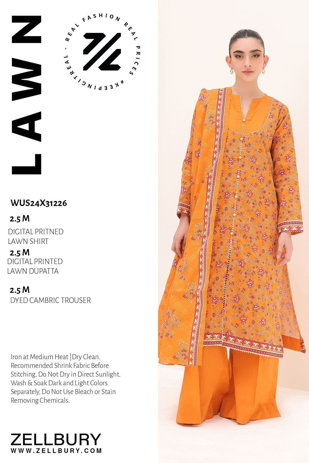 Zellbury | Unstitched 3 Piece Lawn | Shirt Shalwar Dupatta - 1226 - by - Libasekhas UK - Registered Vendor of : Zellbury Women - 100% Original Designer Dresss
