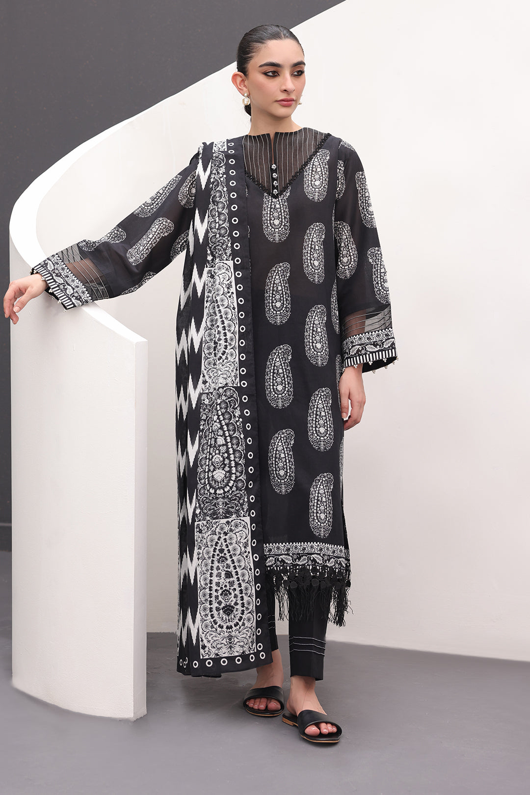 Zellbury | Unstitched 3 Piece Lawn | Shirt Shalwar Dupatta - 1525 - by - Libasekhas UK - Registered Vendor of : Zellbury Women - 100% Original Designer Dresss