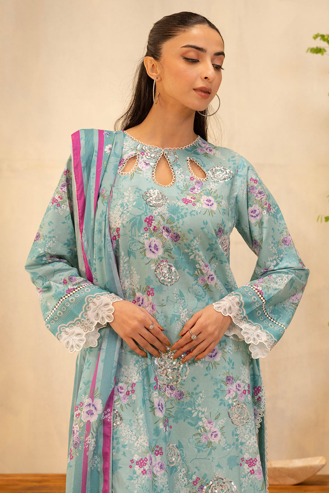 Zellbury | Unstitched 2 Piece Lawn | Embroidered Shirt Dupatta - 0021 - by - Libasekhas UK - Registered Vendor of : Zellbury Women - 100% Original Designer Dresss
