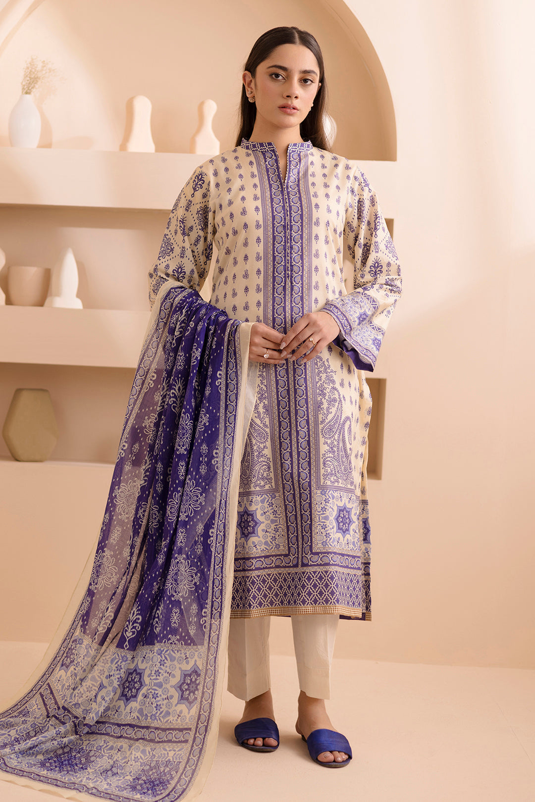 Zellbury | Unstitched 2 Piece Lawn | Shirt Dupatta - 0158 - by - Libasekhas UK - Registered Vendor of : Zellbury Women - 100% Original Designer Dresss