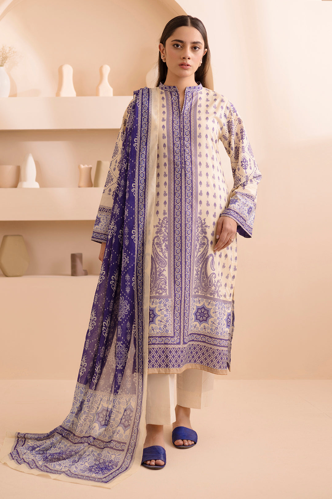 Zellbury | Unstitched 2 Piece Lawn | Shirt Dupatta - 0158 - by - Libasekhas UK - Registered Vendor of : Zellbury Women - 100% Original Designer Dresss