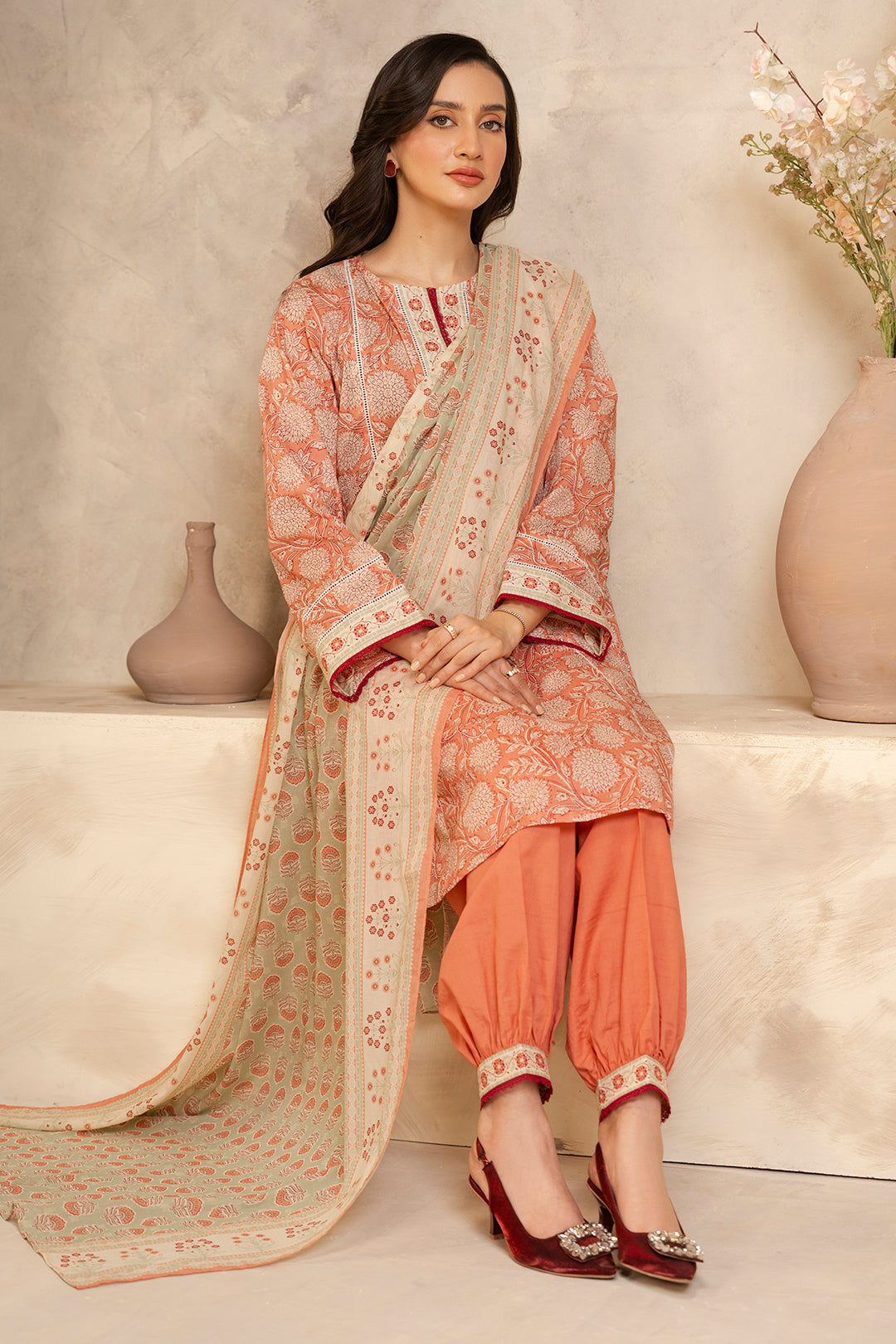 Zellbury | Unstitched 3 Piece Lawn | Shirt Shalwar Dupatta - 0032 - by - Libasekhas UK - Registered Vendor of : Zellbury Women - 100% Original Designer Dresss