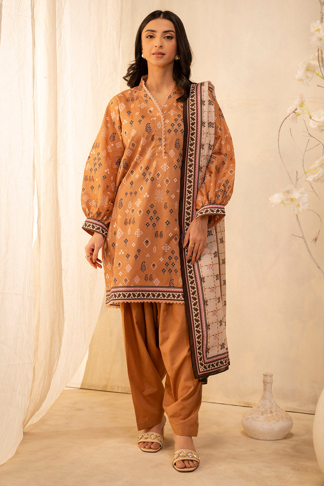 Zellbury | Unstitched 3 Piece Lawn | Shirt Shalwar Dupatta - 0047 - by - Libasekhas UK - Registered Vendor of : Zellbury Women - 100% Original Designer Dresss