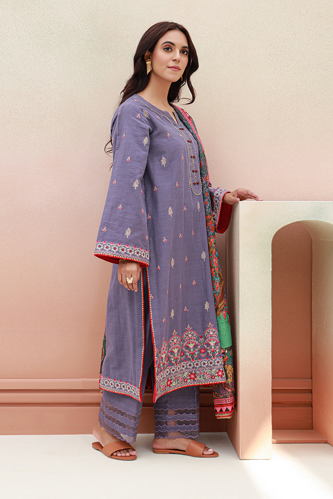 Zellbury | Unstitched 3 Piece Khaddar | Embroidered Shirt Shalwar Dupatta - 0846 - by - Libasekhas UK - Registered Vendor of : Zellbury Women - 100% Original Designer Dresss