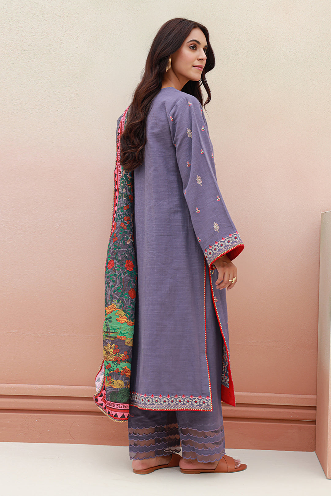 Zellbury | Unstitched 3 Piece Khaddar | Embroidered Shirt Shalwar Dupatta - 0846 - by - Libasekhas UK - Registered Vendor of : Zellbury Women - 100% Original Designer Dresss