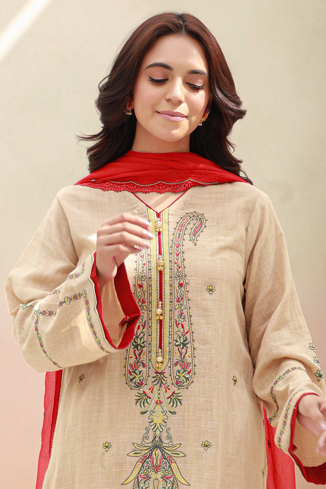 Zellbury | Unstitched 3 Piece Khaddar | Embroidered Shirt Shalwar Dupatta - 0847 - by - Libasekhas UK - Registered Vendor of : Zellbury Women - 100% Original Designer Dresss