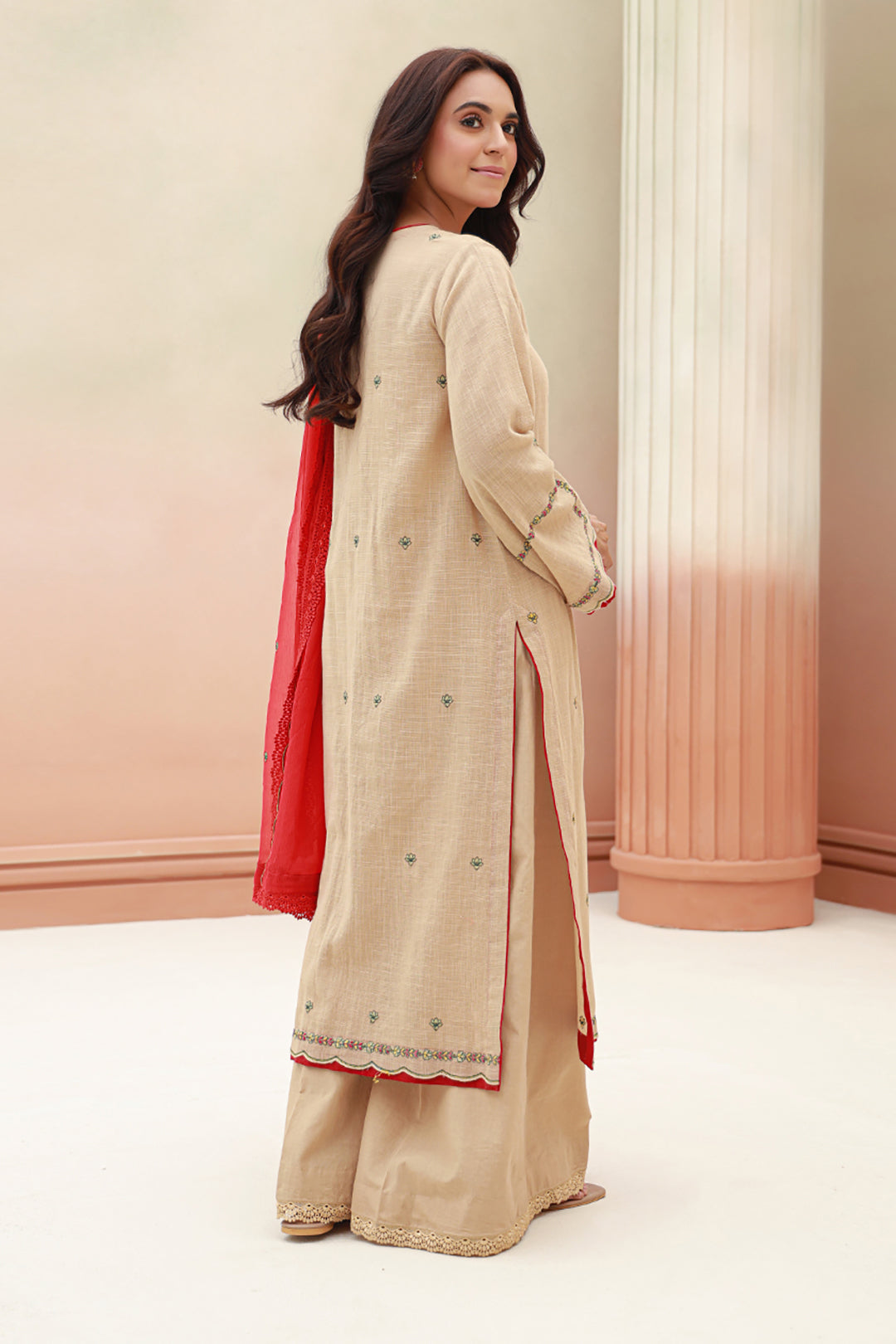 Zellbury | Unstitched 3 Piece Khaddar | Embroidered Shirt Shalwar Dupatta - 0847 - by - Libasekhas UK - Registered Vendor of : Zellbury Women - 100% Original Designer Dresss
