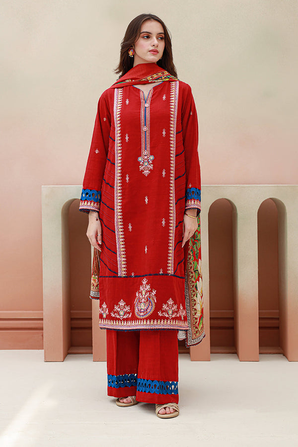 Zellbury | Unstitched 3 Piece Khaddar | Embroidered Shirt Shalwar Dupatta - 0848 - by - Libasekhas UK - Registered Vendor of : Zellbury Women - 100% Original Designer Dresss