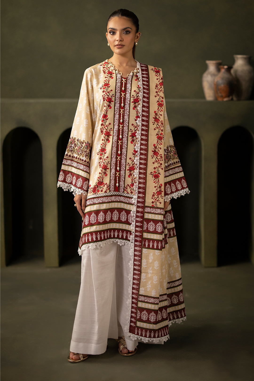 Zellbury | Unstitched 2 Piece Khaddar | Embroidered Shirt Dupatta - 0171 - by - Libasekhas UK - Registered Vendor of : Zellbury Women - 100% Original Designer Dresss