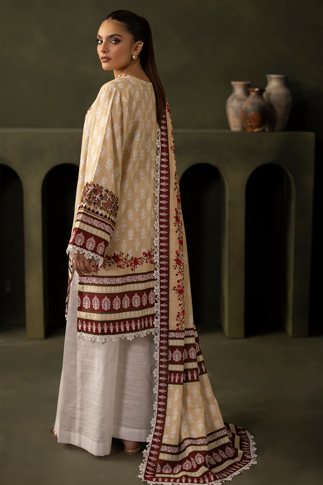 Zellbury | Unstitched 2 Piece Khaddar | Embroidered Shirt Dupatta - 0171 - by - Libasekhas UK - Registered Vendor of : Zellbury Women - 100% Original Designer Dresss