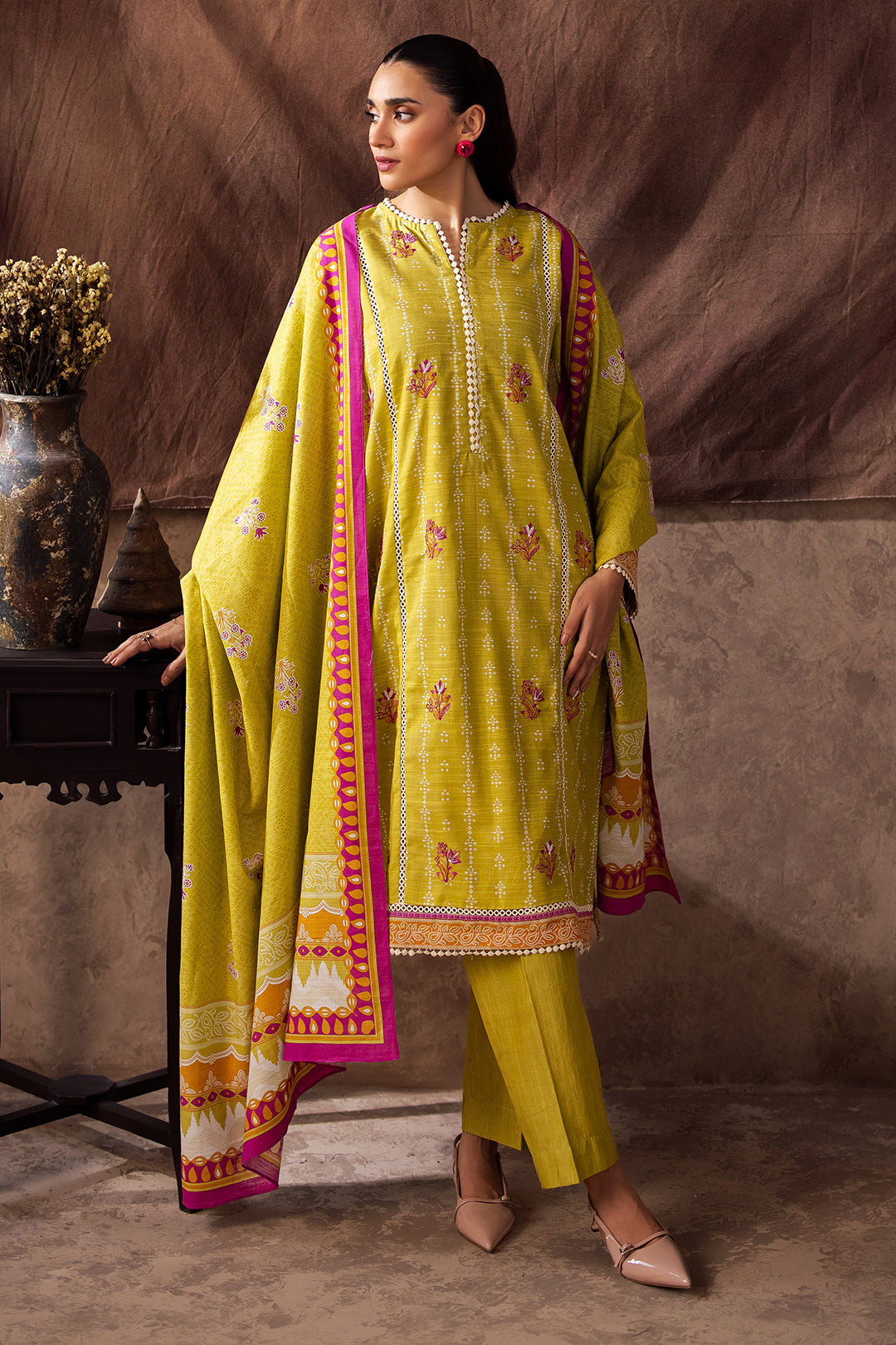 Zellbury | Unstitched 2 Piece Khaddar | Embroidered Shirt Dupatta - 0174 - by - Libasekhas UK - Registered Vendor of : Zellbury Women - 100% Original Designer Dresss
