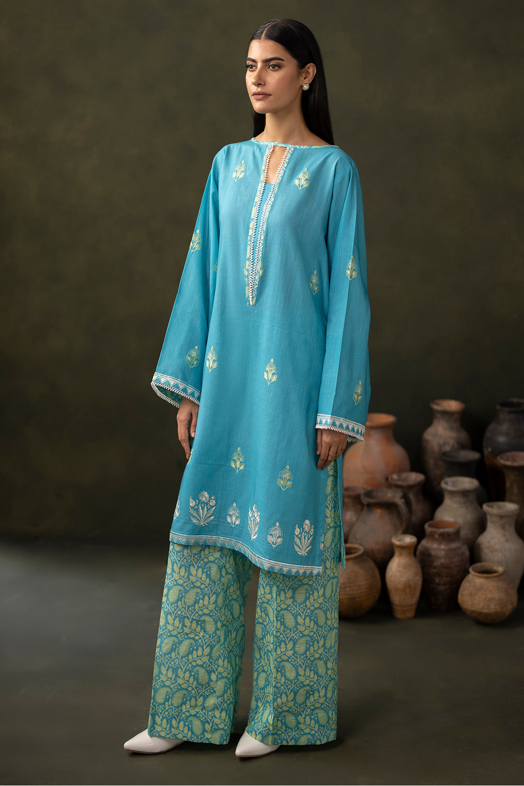 Zellbury | Unstitched 2 Piece Khaddar | Embroidered Shirt Shalwar - 0177 - by - Libasekhas UK - Registered Vendor of : Zellbury Women - 100% Original Designer Dresss