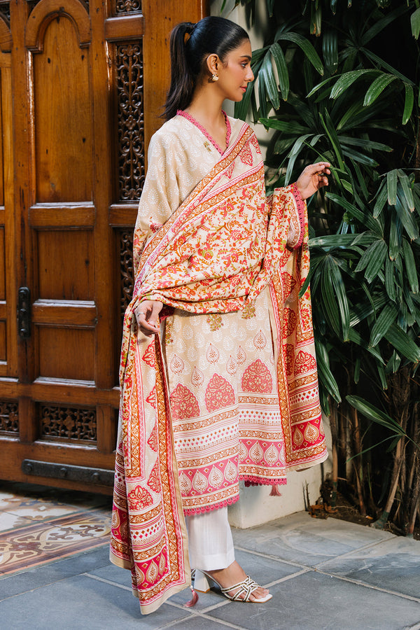 Zellbury | Unstitched 2 Piece Beige Color | Embroidered Shirt Dupatta - 0179 - by - Libasekhas UK - Registered Vendor of : Zellbury Women - 100% Original Designer Dresss