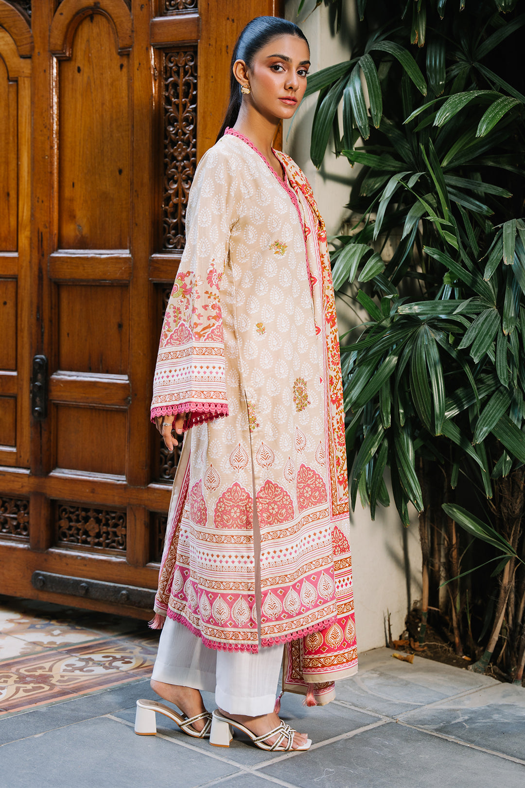 Zellbury | Unstitched 2 Piece Beige Color | Embroidered Shirt Dupatta - 0179 - by - Libasekhas UK - Registered Vendor of : Zellbury Women - 100% Original Designer Dresss